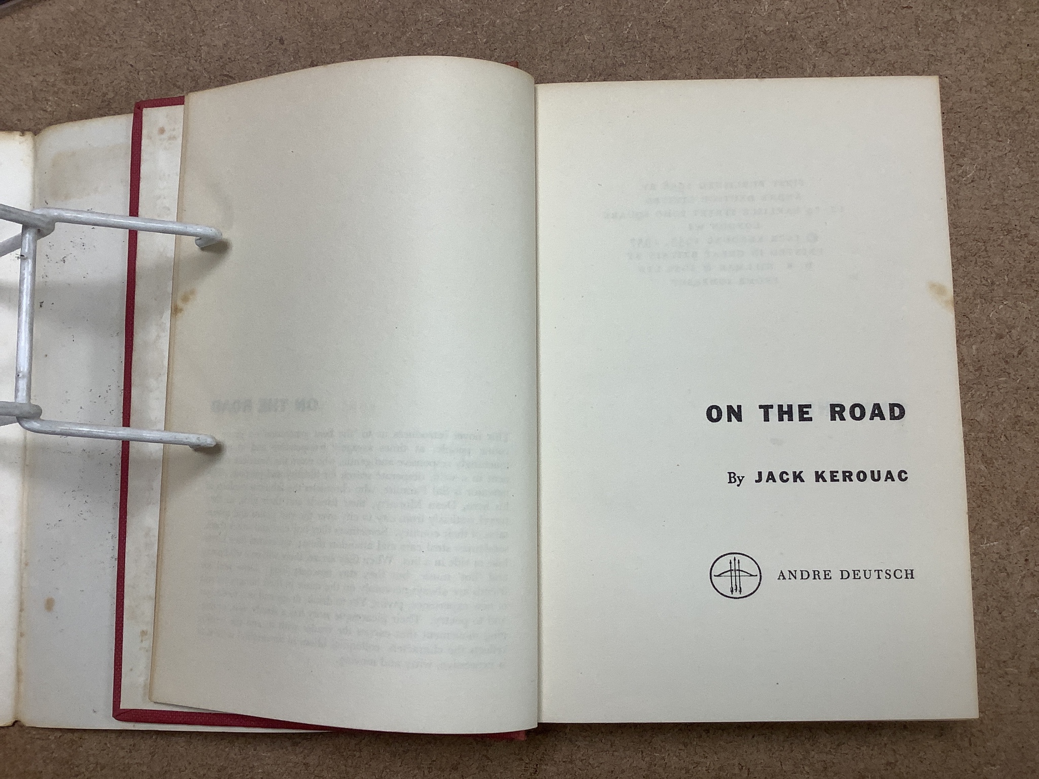 Kerouac, Jack - 3 works - On The Road, 1st English edition, original cloth with unclipped d/j, London, 1958; The Town and the City, 1st UK edition, original cloth with unclipped d/j , ragged and with loss to head of spin